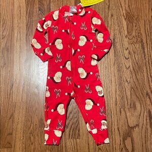 Hanna Andersson Red Santa Print One-Piece Pajama